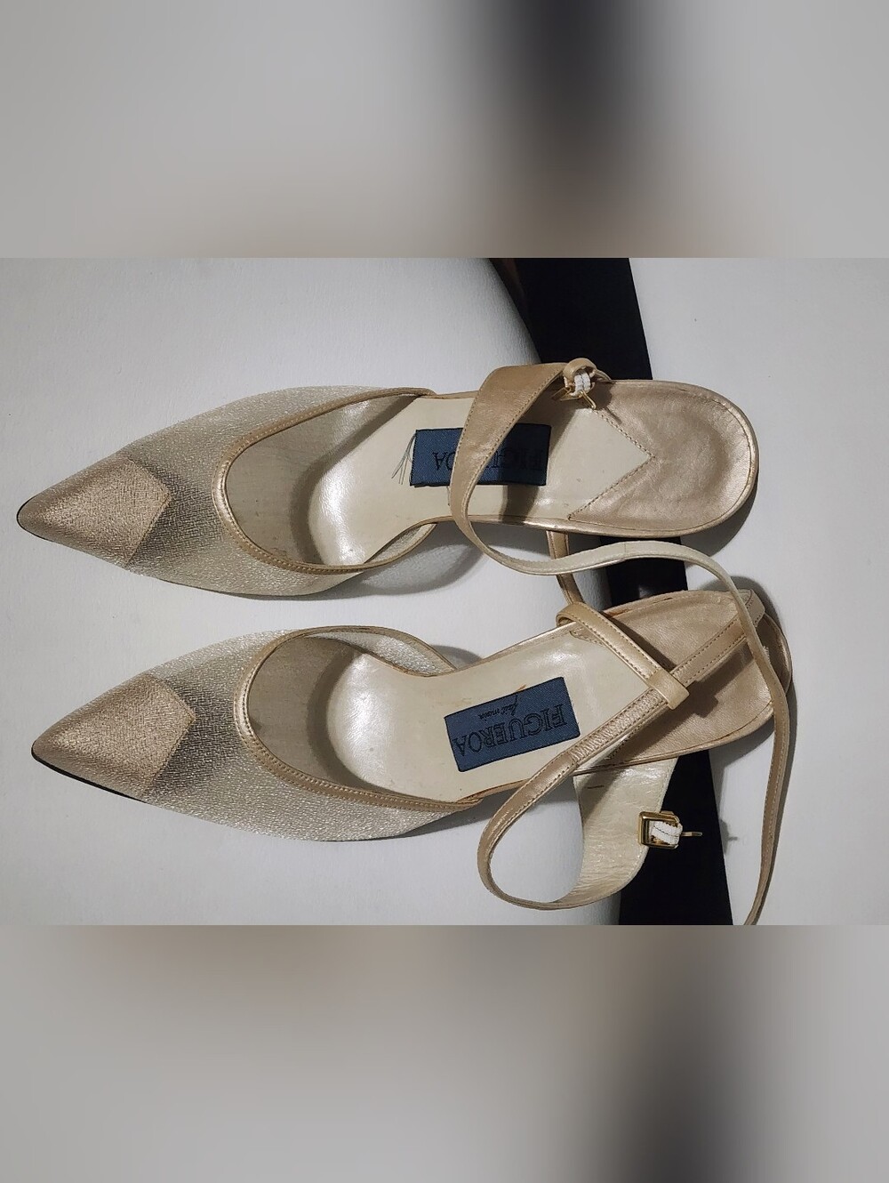 Vintage Figueora Women's Champage Beige Slingback Heels Size 10